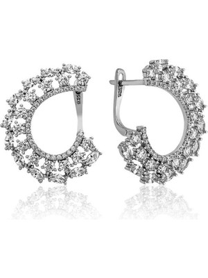 Gumush Gümüş Markiz Taşlı Kadın Küpe