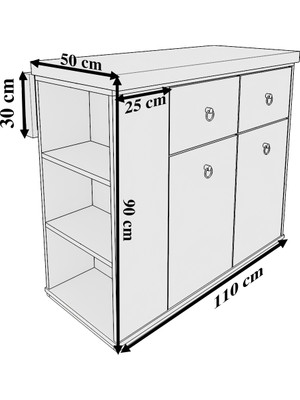 Rafineri Tasarım Lalin Mutfak Adası Dolaplı Çok Amaçlı Çekmeceli Kapaklı Mdf