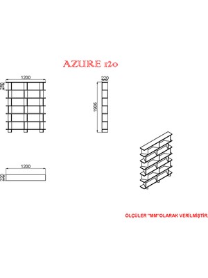 Kalender Dekor AZURE-120 Raflı Kitaplık AZR05