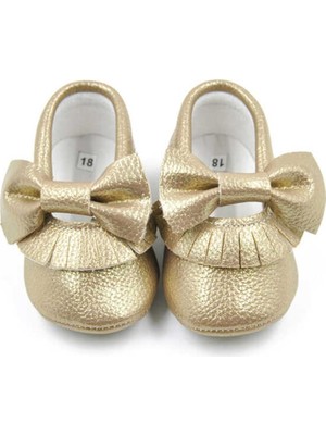 Le Mabelle Gold Fiyonk Püsküllü Bebek Ayakkabı