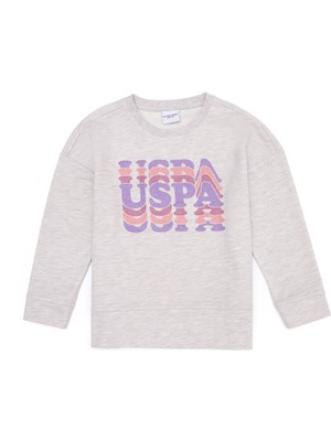 U.S. Polo Assn. Kız Çocuk Bej Melanj Sweatshirt 50253326-VR156