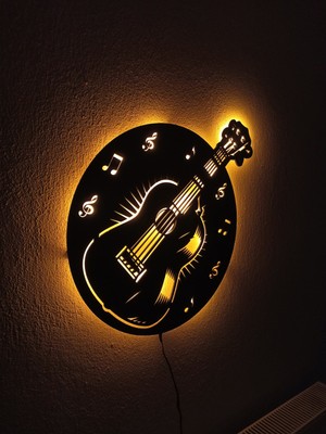 Alda Gitar LED Işıklı Duvar Tablosu