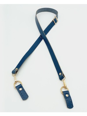 Angel Çanta Aksesuar  Deri Ayarlı Uzun Sap 2X130 Lacivert Light Gold Metalli
