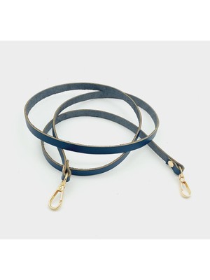 Angel Çanta Aksesuar  Deri Spagetti Model Lacivert Light Gold Metal Çanta Sapı