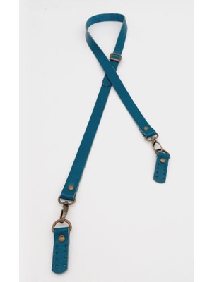Angel Çanta Aksesuar  Deri Ayarlı Uzun Sap 2X130 Turkuaz Antik Metalli