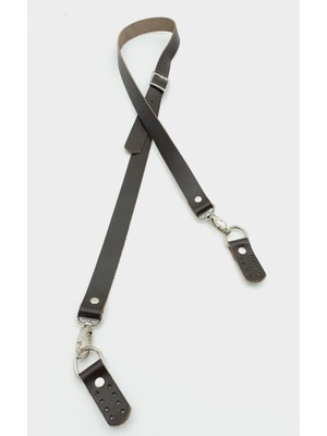 Angel Çanta Aksesuar  Deri Ayarlı Uzun Sap 2X130 Kahverengi Gümüş Metalli
