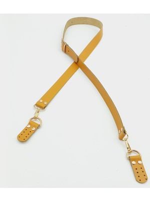 Angel Çanta Aksesuar  Deri Ayarlı Uzun Sap 2.3X130 Hardal Light Gold Metalli