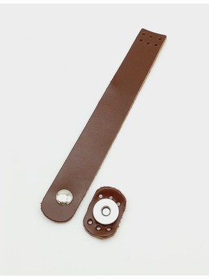 Angel Çanta Aksesuar 18X2,3 cm Kızıl Kahve  Deri Düz Çanta Kapağı Gümüş Metalli