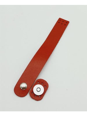 Angel Çanta Aksesuar 18X2,3 cm Kırmızı  Deri Düz Çanta Kapağı Gümüş Metalli