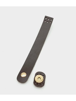 Angel Çanta Aksesuar 18X2,3 cm Koyu Kahverengi  Deri Düz Çanta Kapağı Light Gold Metalli