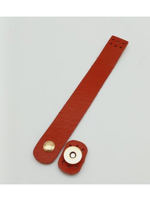 Angel Çanta Aksesuar 18X2,3 cm Kırmızı  Deri Düz Çanta Kapağı Light Gold Metalli