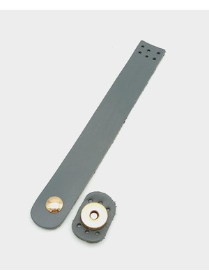 Angel Çanta Aksesuar 18X2,3 cm Gri  Deri Düz Çanta Kapağı Light Gold Metalli