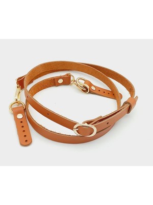 Angel Çanta Aksesuar 130X1,5 cm Taba-Turuncu  Deri Light Gold Tokalı Çanta Sapı