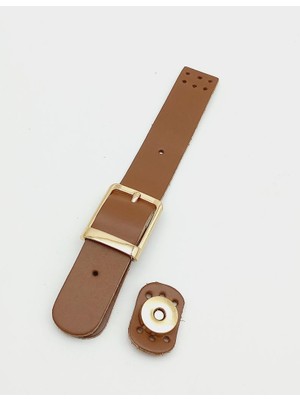 Angel Çanta Aksesuar 18X2,3 cm Sütlü Kahve  Deri Tokalı Çanta Kapağı Light Gold Metalli