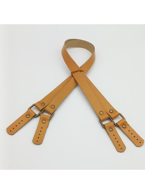 Angel Çanta Aksesuar Hardal Renk Karedört Model  Deri Çanta Sapı (Antik Metal)