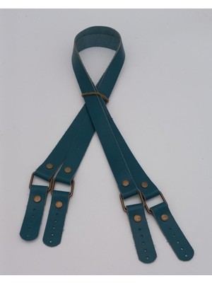 Angel Çanta Aksesuar Turkuaz Renk Karedört Model  Deri Çanta Sapı (Antik Metal)