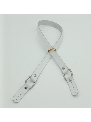 Angel Çanta Aksesuar Beyaz Renk Kare Iki Model  Deri Çanta Sapı (Gümüş Metal)