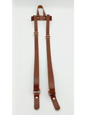 Angel Çanta Aksesuar  Deri Kızıl Kahve Sırt Çanta Sapı Light Gold Metalli