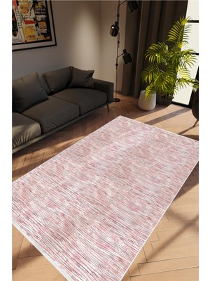 10 Post Online Salon Halısı Modern Eskitme Pembe Kaydırmaz Kesme Yıkanabilir Ince Halı Tüysüz Kilim