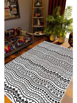 10 Post Online Salon Halısı Otantik Eskitme Beyaz Kaydırmaz Kesme Yıkanabilir Ince Halı Tüysüz Kilim