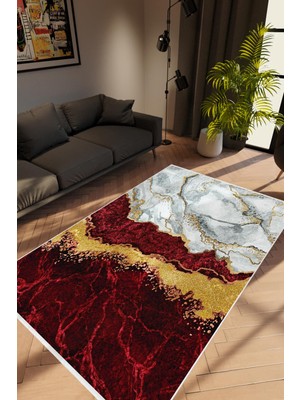 10 Post Online Salon Halısı Taş Mermer Modern Altın Bordo Gold Gri Kaydırmaz Yıkanabilir Ince Halı Tüysüz Kilim