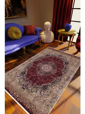 10 Post Online Salon Halısı Eskitme Kahverengi Bordo Kaydırmaz Kesme Yıkanabilir Ince Halı Tüysüz Kilim