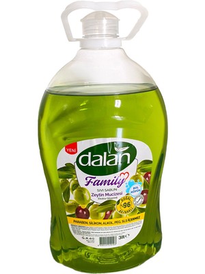 Dalan Family Sıvı Sabun 3 Litre Zeytin Mucizesi Doğal Koku ile Tüm Ciltler İçin