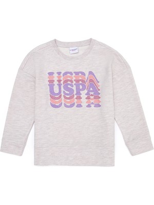 U.S. Polo Assn. Kız Çocuk Bej Melanj Sweatshirt 50253326-VR156