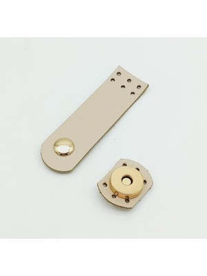 Angel Çanta Aksesuar  Deri Krem Renk Mini Kapak 8x2,3 cm Light Gold Metalli