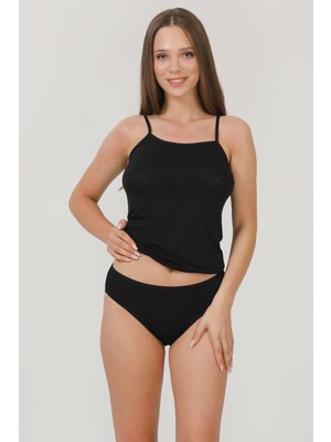 Berrak Kadın Ince Askılı Viskoz Ikili Atlet Külot Takım Berrak 1256 Siyah