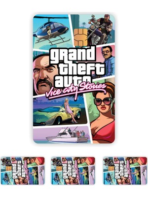 Quart Aksesuar 4 Adet Gta Vice City Kart Kaplama Sticker Kart Etiketi