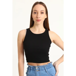 Kadın Basic Atlet Siyah Kaşkorse Kumaş Nefes Alabilir Yaka Tasarımı