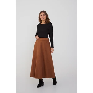 Süet Kloş Etek Taba