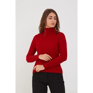 Boğazlı Fitilli Kazak Kırmızı