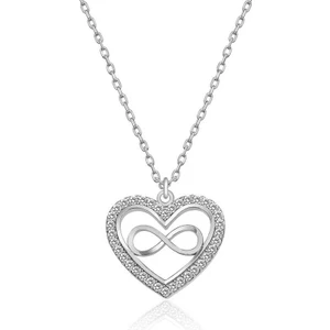 Gümüş  Kalp Sonsuzluk Bayan Kolye