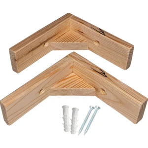 Barış Dizayn Doğal Ahşap Duvar Raf Ayağı Dayanıklı 90 Derece (2li Set)
