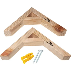 Barış Dizayn Doğal Ahşap Duvar Raf Ayağı Dayanıklı 90 Derece (2li Set)