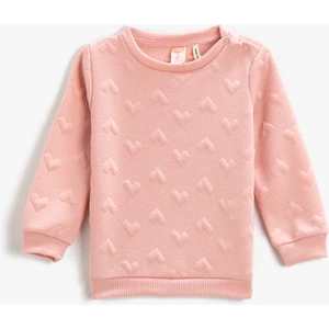 Basic Dokulu Sweatshirt Bisiklet Yaka Uzun Kollu