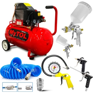 Mytol 50 Litre Hava Kompresörü 2hp 8bar 15mt Spiral Hortum Havatabancası- Jakları Full Paket