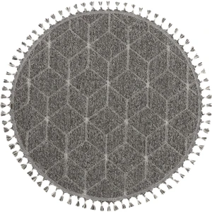 Cool Halı Bress 1408 Gri Hav Toz Vermez Hasır Dokulu Bukle Örgü Modern Desen Yuvarlak Halı