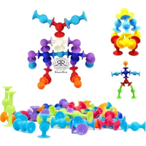 Vantuzlu Vakum Molekül 25 Parça Yapı Silikon Taşları Popit Duyusal Eğitici Oyuncak Squigz