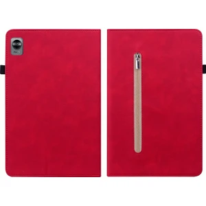 Szykd Oppo Realme Pad Mini 8.7 Kırmızı Için Fermuar Deri Kılıf (Yurt Dışından)