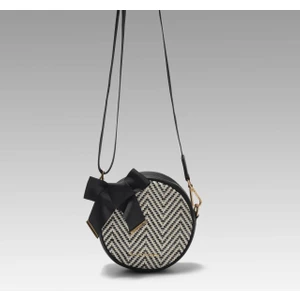 Black Ribbon Breeze Çizgili Hasır Yuvarlak Çanta