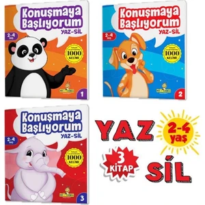 2-4 Yaş Konuşmaya Başlıyorum Serisi Yaz-Sil Kitaplar (Türkçede En Çok Kullanılan 1000 Kelime) (Ciltli)