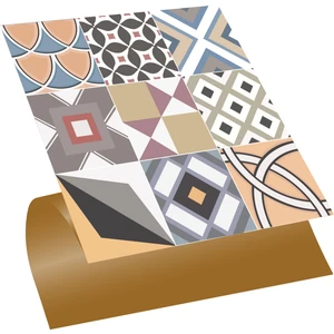 Kendinden Yapışkanlı Geometrik Karma Pop Art Desenli Pvc Karo 30x30 Cm 11 Adet 1 M2