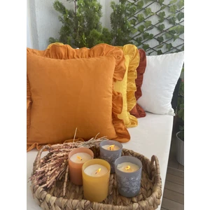 Decamor Home Turuncu Vintage Fırfırlı Kırlent Kılıfı 45 x 45 cm cm
