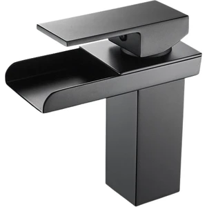 Siyah Kare Lavabo Bataryası Yeni Şelale Model Yüksek Kalite Lüks Lavabo Musluğu Çift Girişli
