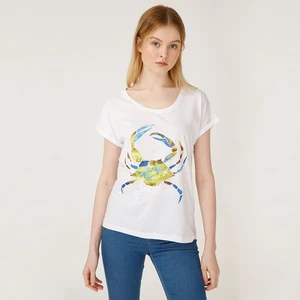 Yeşil Yengeç Beyaz Kadın T-Shirt
