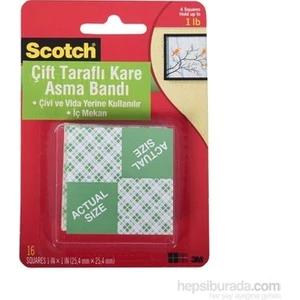 Scotch® Ağır Malzemeler İçin Çift Taraflı Yapışkan Köpük Kareler 16 adet / 2,5 x2,5cm