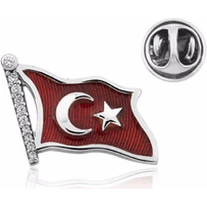 Gümüş Türk Bayrağı Rozet